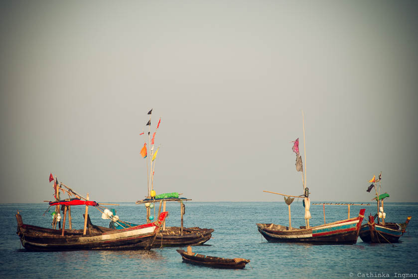 Fishing boats in Ngapali, Burma